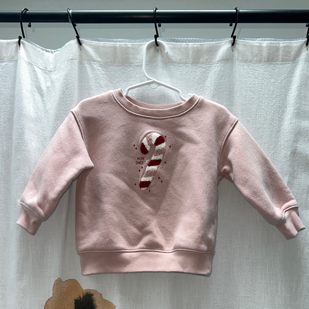 Cat & Jack Light Pink Candy Cane Sweatshirt
